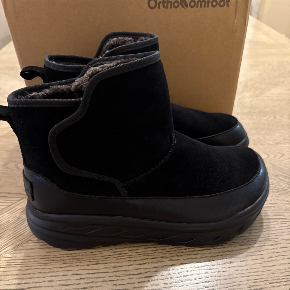 OrthoComfoot Women's Orthopedic Wide Leather Winter Ankle Boots Us 10